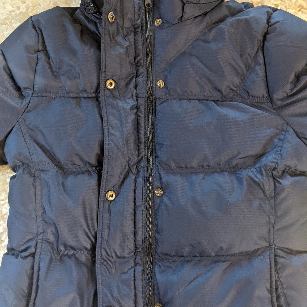 Faded Glory Blue Fleece Lined Puffer Coat w Removable Hood